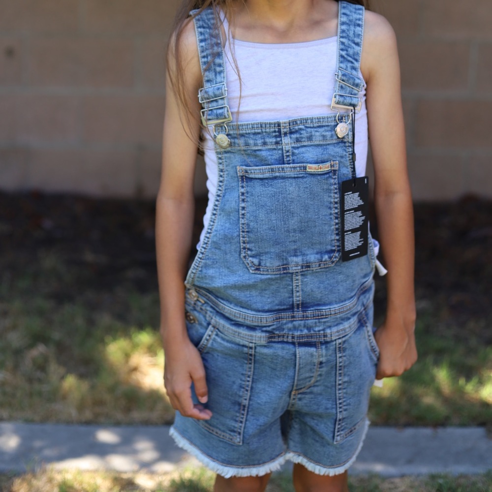 Hudson Kids Utility Shortall overall shorts.